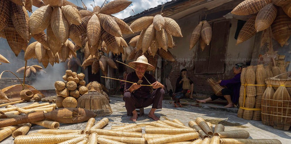 village de nasses en bamboo